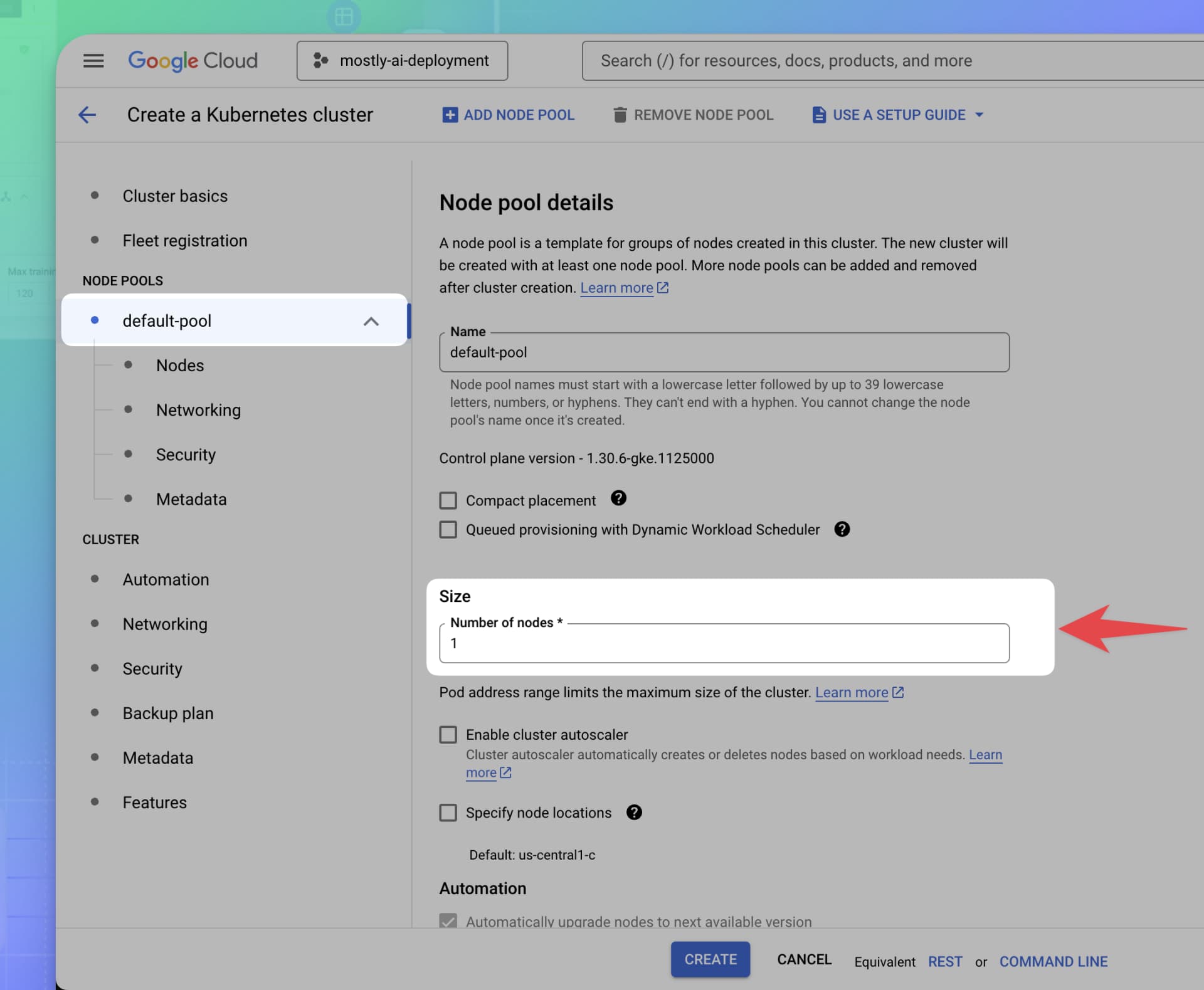 Google Cloud GKE - Configure nodes